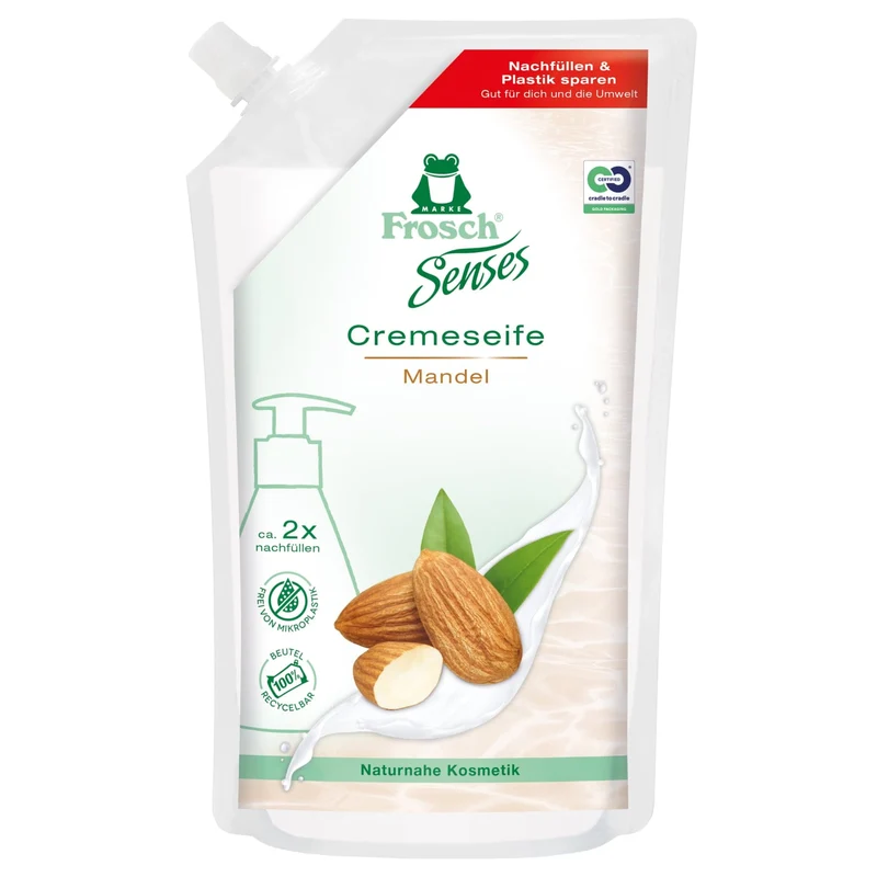 Frosch Sense Flüssigseife, Cremeseife, Mandelmilch, hautschonend