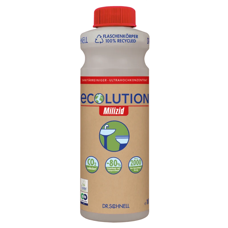 Dr. Schnell ECOLUTION MILIZID Ultrahochkonzentrat, Sanitärreiniger und Kalklöser | Flasche (1 l)