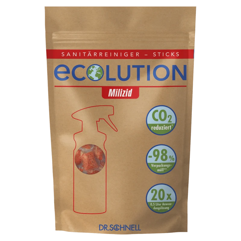 Dr. Schnell ECOLUTION Milizid Sticks, pulverförmiger Sanitärreiniger, Kalklöser | Beutel (60 g)