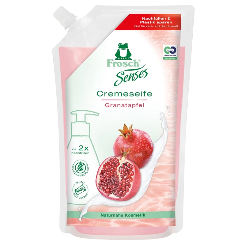 Frosch Sense Flüssigseife, Cremeseife, Granatapfel, pflegend