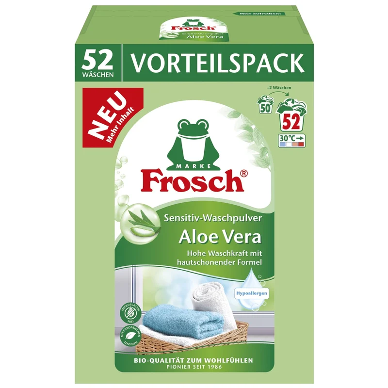 Frosch Sensitiv-Waschpulver, Aloe Vera, hypoallergen