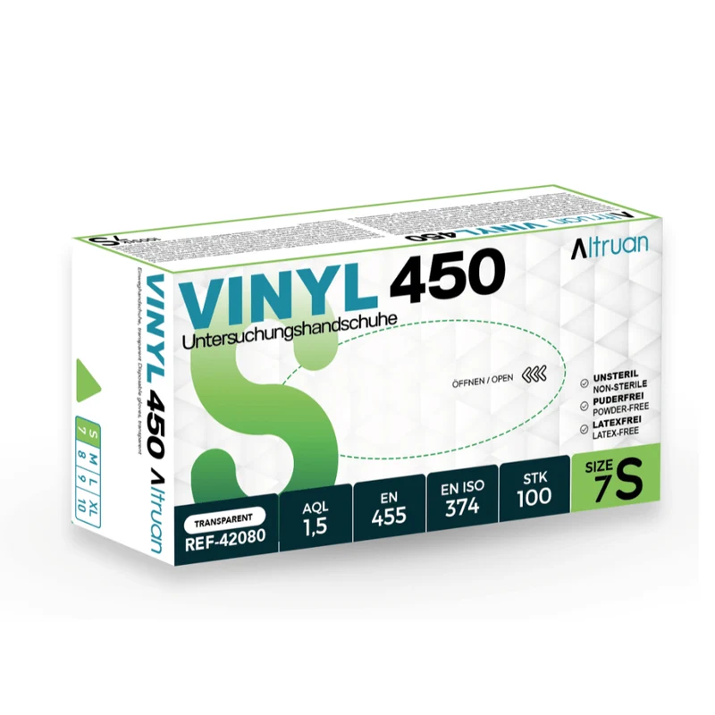 Altruan Vinyl 450 Handschuhe, Einmalhandschuhe, transparent - 100 Stück