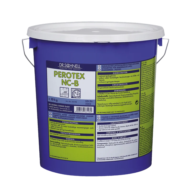 Dr. Schnell PEROTEX NC-B Geschirrreiniger für gewerbliche Spülmaschinen, chlorhaltig | Eimer (10 kg)