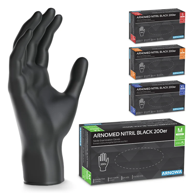 ARNOMED NITRIL BLACK 200er Nitrilhandschuhe Schwarz im 200er Sparpack