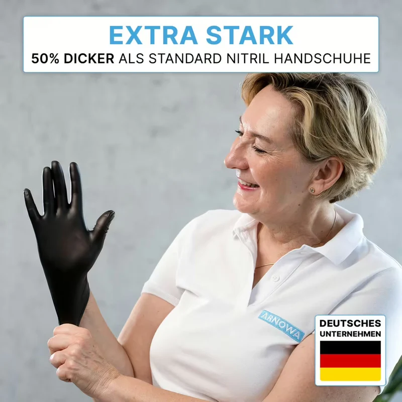ARNOMED NITRIL XTRA PURE BLACK Hautverträgliche & Akzeleratorfreie Einmalhandschuhe aus Nitril