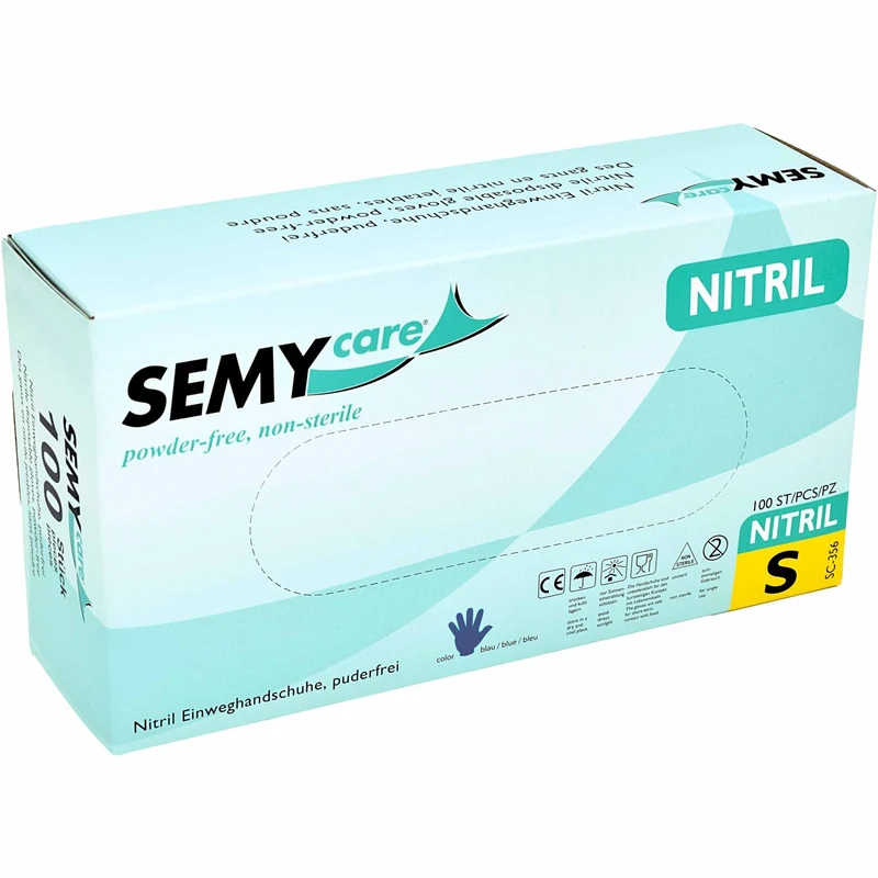 SemyCare Nitril-Einweghandschuhe, puderfrei, blau, S bis XL
