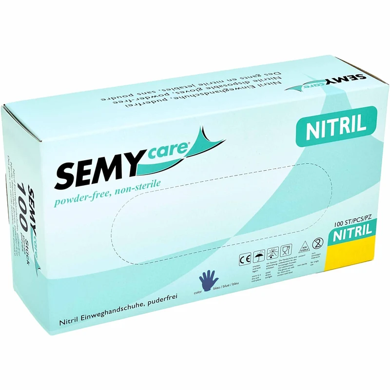 SemyCare Nitril-Einweghandschuhe, puderfrei, blau, S bis XL