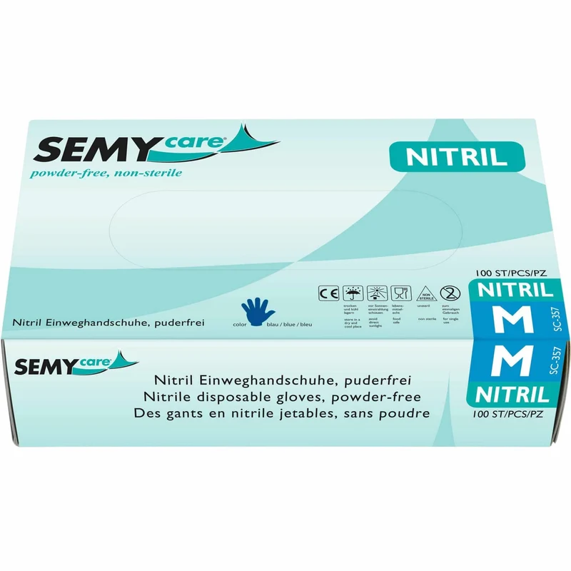 SemyCare Nitril-Einweghandschuhe, puderfrei, blau, S bis XL