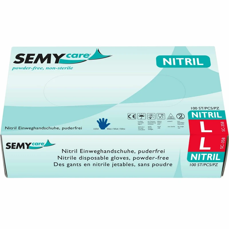 SemyCare Nitril-Einweghandschuhe, puderfrei, blau, S bis XL