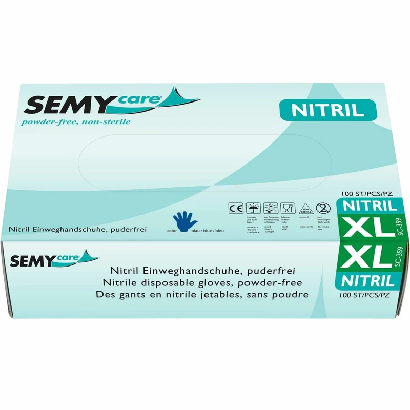 SemyCare Nitril-Einweghandschuhe, puderfrei, blau, S bis XL