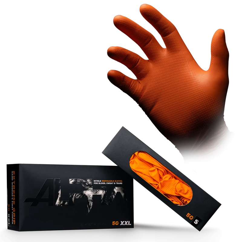 High Grip Einmalhandschuh aus Nitril, orange, ALPHA