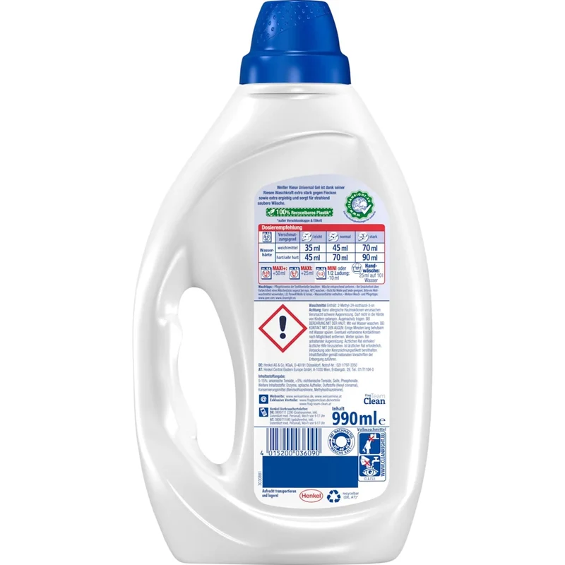 Weißer Riese Universal Gel Vollwaschmittel, 22 WL