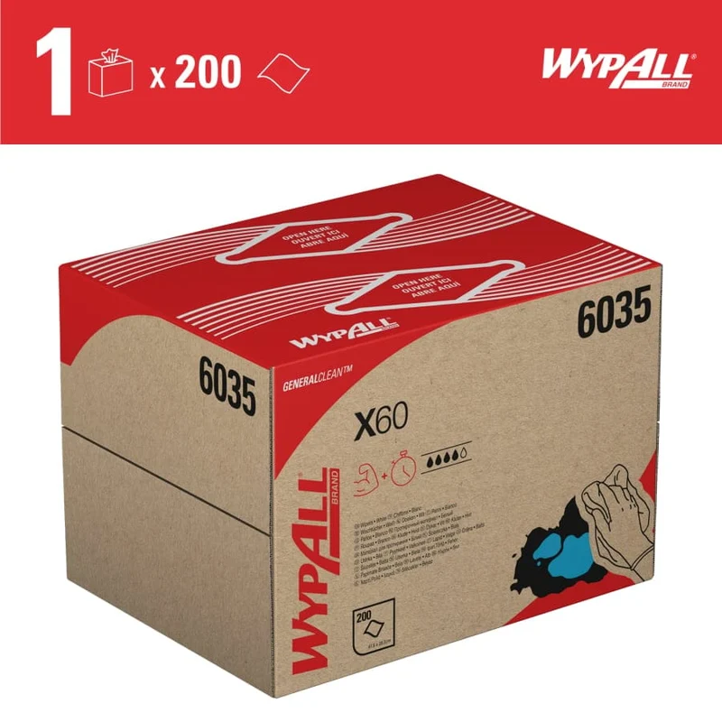 WypAll X60 Wischtücher Brag Box, weiß, 200 Tücher