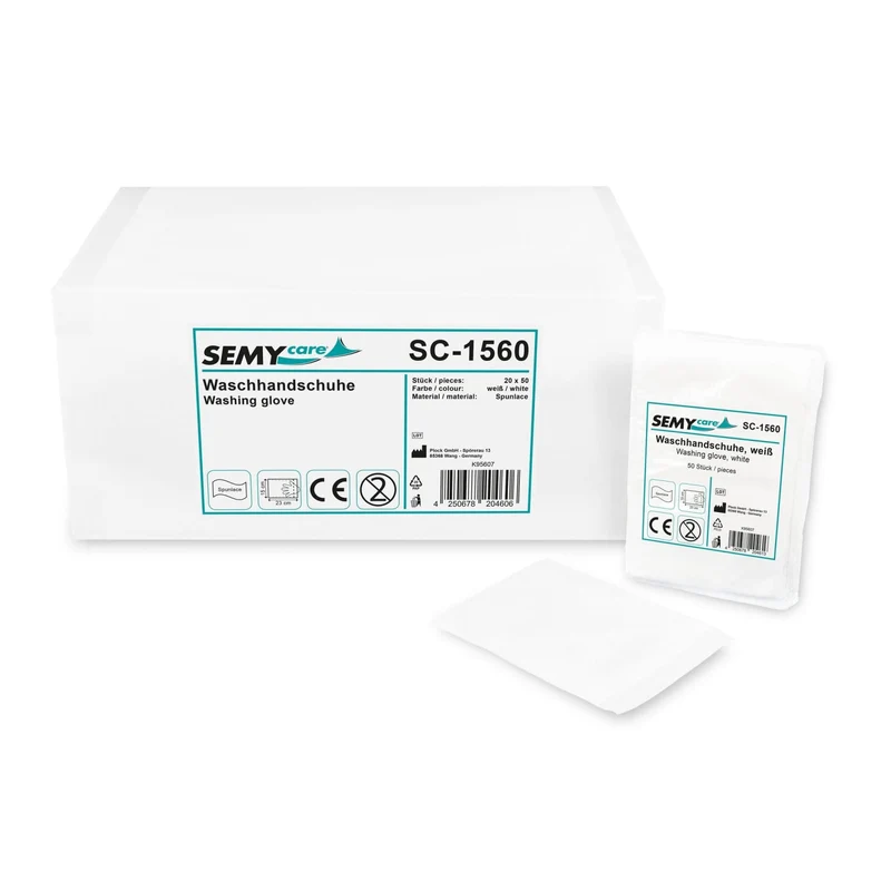 SemyCare Einmal-Waschhandschuhe Spunlace, 15 x 23 cm