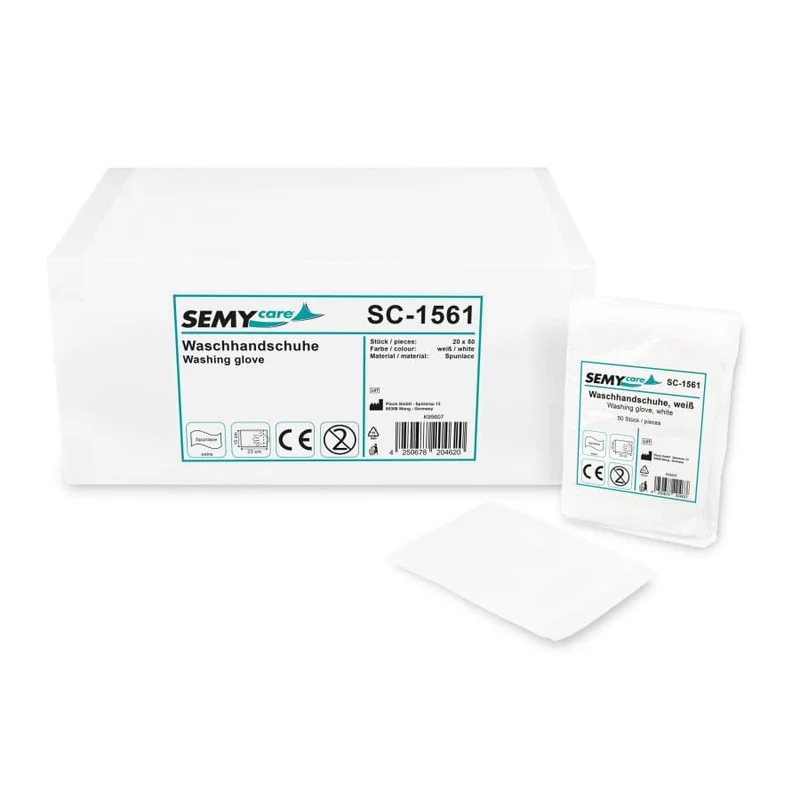 SemyCare Einmal-Waschhandschuhe Spunlace, 15 x 23 cm