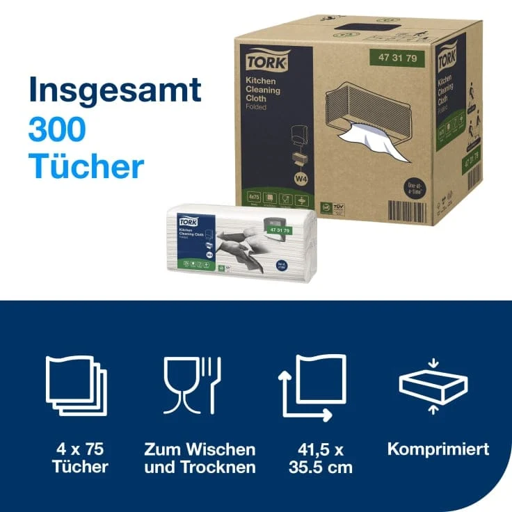 Tork Küchen Reinigungstuch Premium W4 1-lagig, weiß