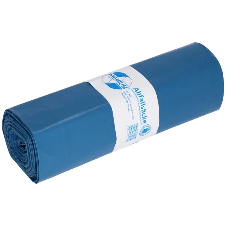DEISS PREMIUM Abfallsack 140 Liter blau mit Seitenfalte, Typ 100
