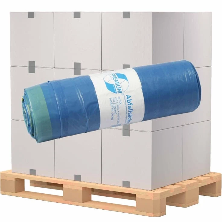 DEISS PREMIUM Abfallsack 120 Liter blau mit Zugband, Typ 80
