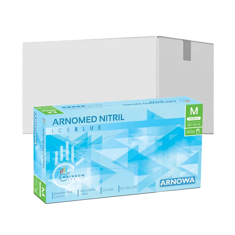 ARNOMED Nitril Ice Blue Einmalhandschuhe, puderfrei, hellblau