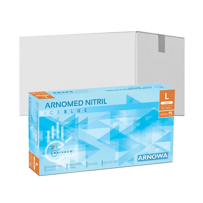 ARNOMED Nitril Ice Blue Einmalhandschuhe, puderfrei, hellblau