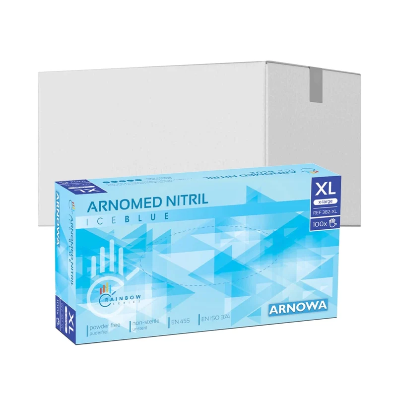 ARNOMED Nitril Ice Blue Einmalhandschuhe, puderfrei, hellblau