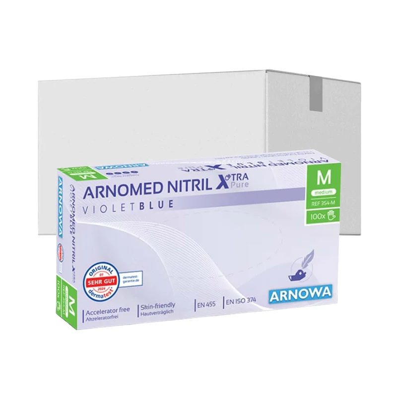 ARNOMED Nitril XTRA PURE Einmalhandschuhe, puderfrei, violett
