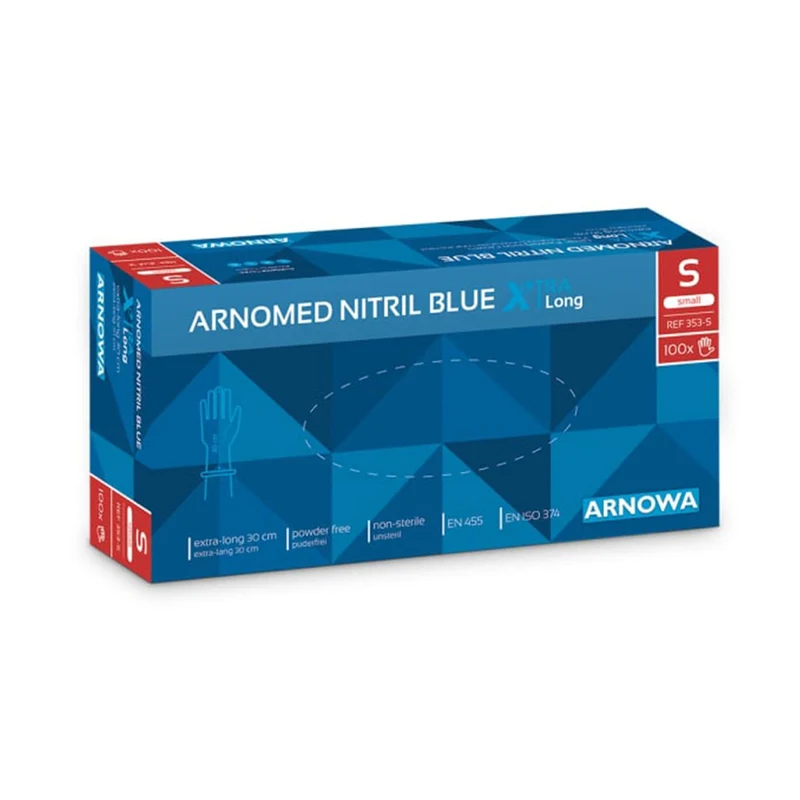 ARNOMED Nitril Blue XTRA LONG Einmalhandschuhe, puderfrei, blau