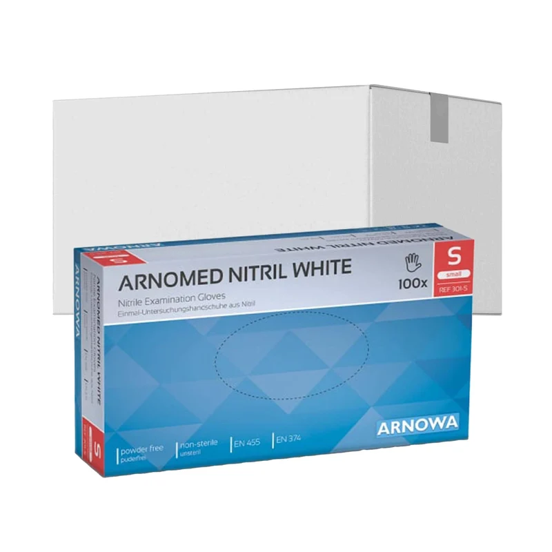 ARNOMED Nitril White Einmalhandschuhe, puderfrei, weiß