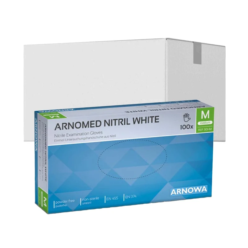 ARNOMED Nitril White Einmalhandschuhe, puderfrei, weiß