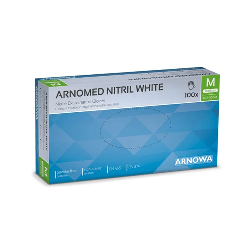 ARNOMED Nitril White Einmalhandschuhe, puderfrei, weiß
