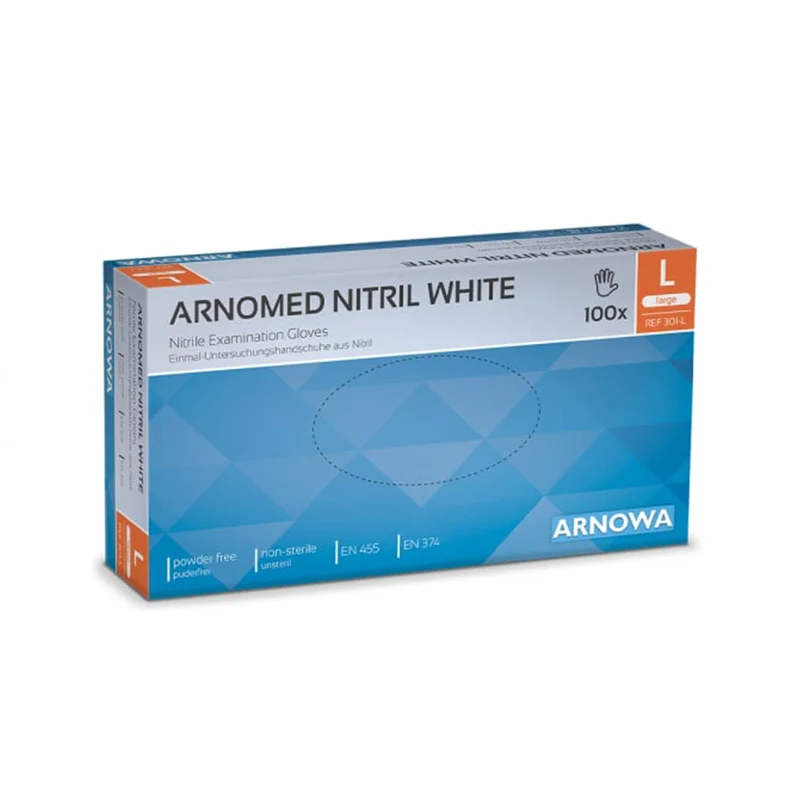 ARNOMED Nitril White Einmalhandschuhe, puderfrei, weiß
