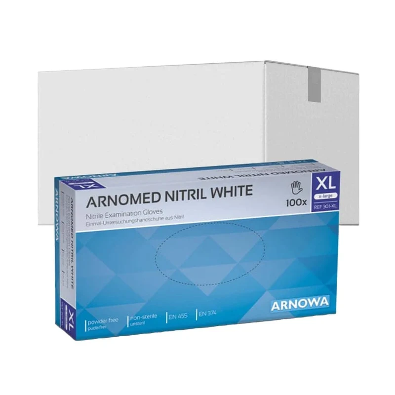 ARNOMED Nitril White Einmalhandschuhe, puderfrei, weiß