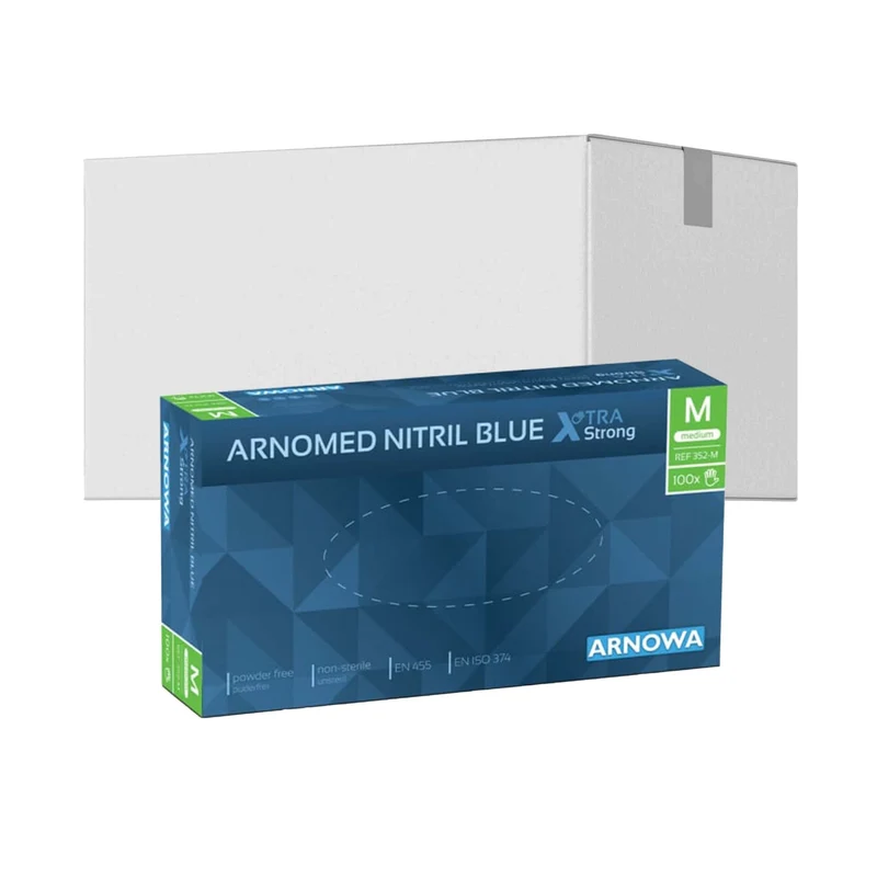ARNOMED Nitril Blue XTRA STRONG Einmalhandschuhe, puderfrei, blau