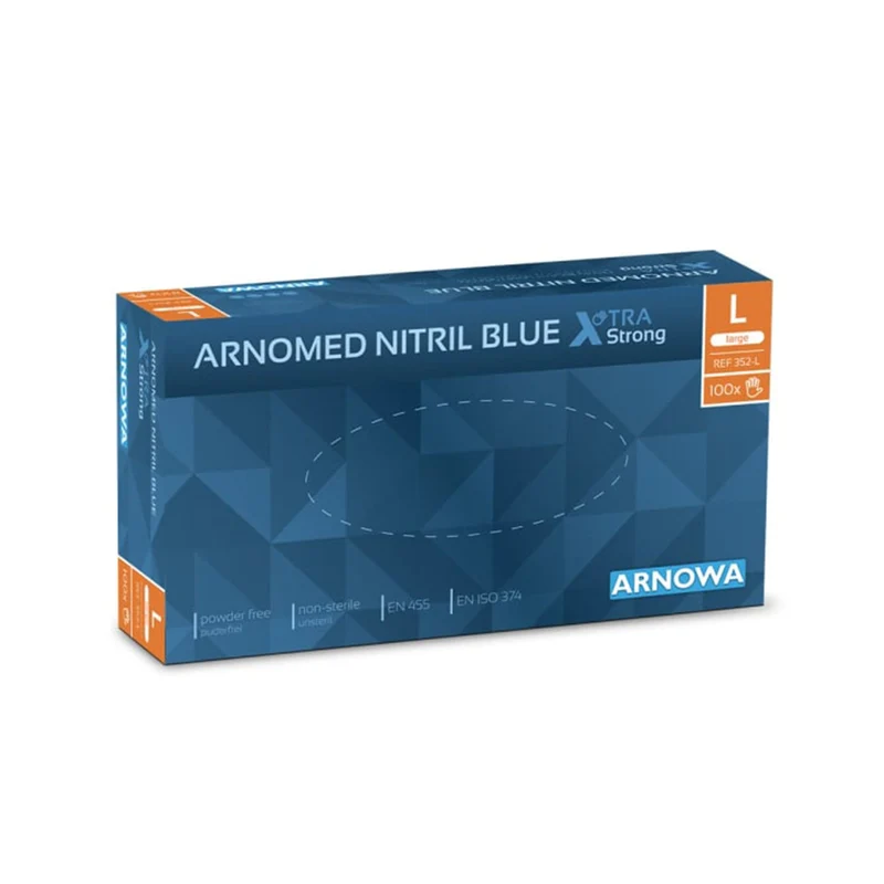 ARNOMED Nitril Blue XTRA STRONG Einmalhandschuhe, puderfrei, blau