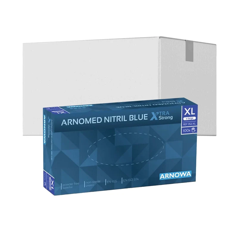 ARNOMED Nitril Blue XTRA STRONG Einmalhandschuhe, puderfrei, blau