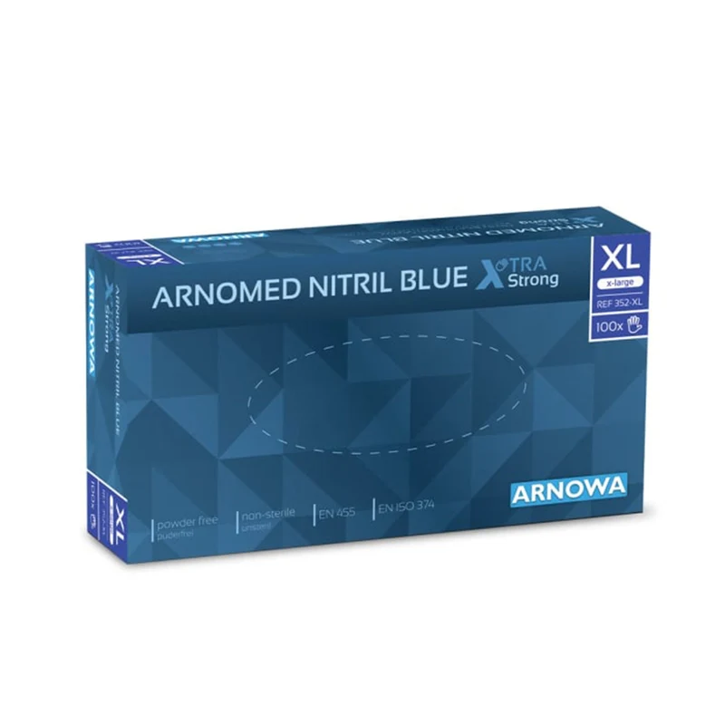 ARNOMED Nitril Blue XTRA STRONG Einmalhandschuhe, puderfrei, blau