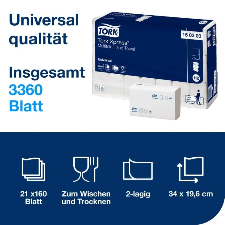 Tork Xpress Multifold-Handtuch Universal H2 2-lagig, weiß