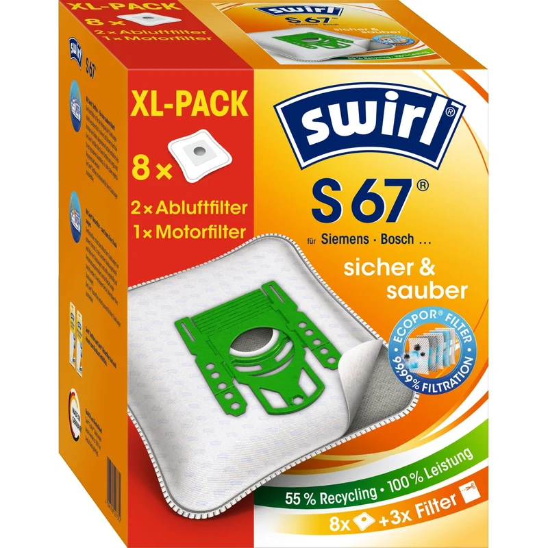 SWIRL S 67 EcoPor XL Staubsaugerbeutel Vorteilspack