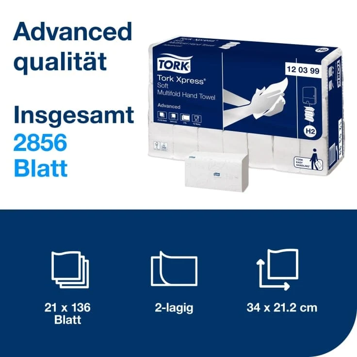Tork Xpress Multifold Handtuch Advanced H2 2-lagig, groß