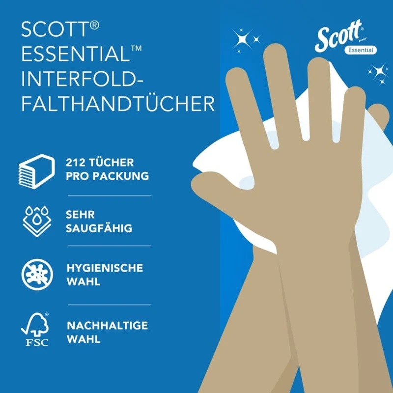 Scott Essential Falthandtücher Interfold, 1-lagig, 21,2 x 20 cm