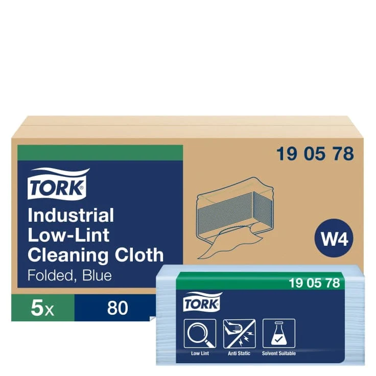 Tork Fusselarme Industrie Reinigungstücher W4 1-lagig, blau