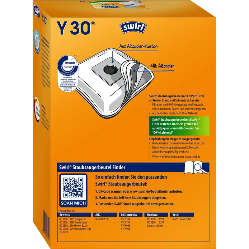 SWIRL Y 30 EcoPor Staubsaugerbeutel