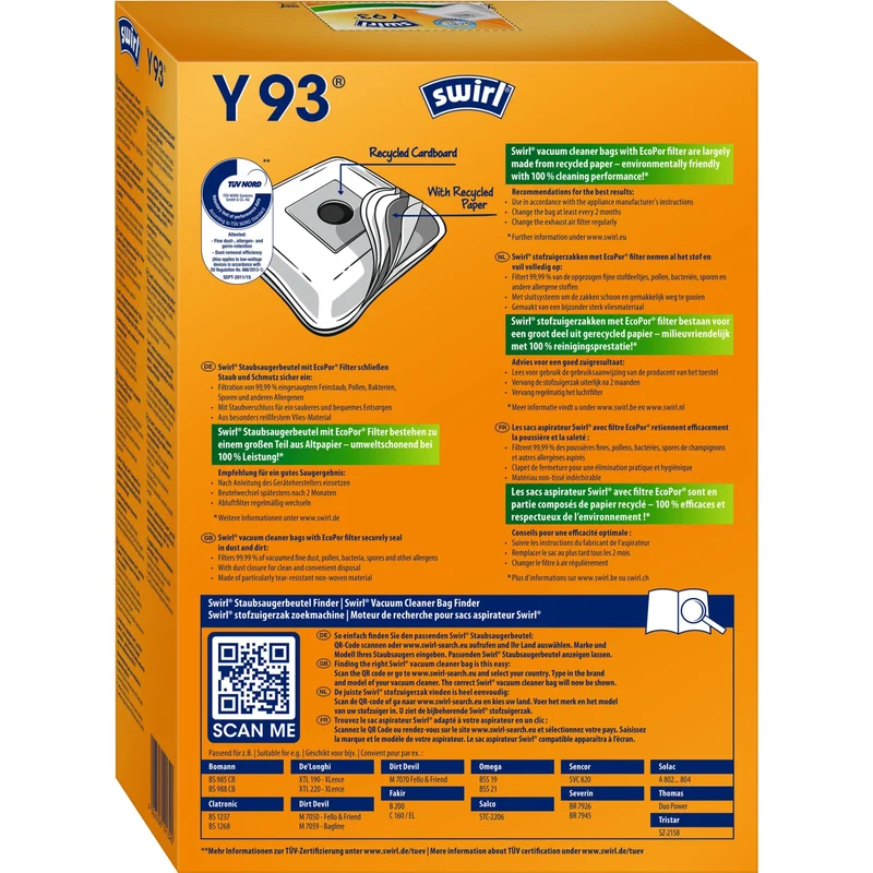 SWIRL Y 93 MicroPor Plus AirSpace Staubsaugerbeutel