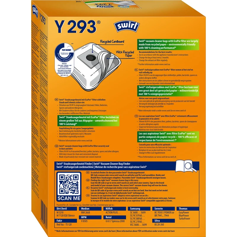 SWIRL Y 293 EcoPor Staubsaugerbeutel