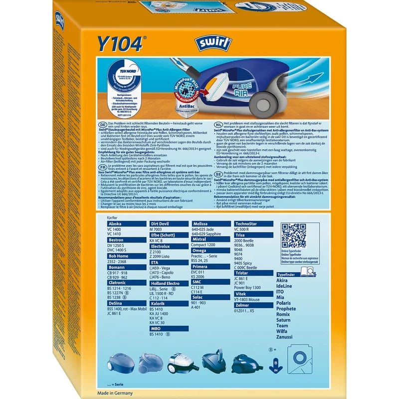 SWIRL Y 104 MicroPor Plus AirSpace Staubsaugerbeutel