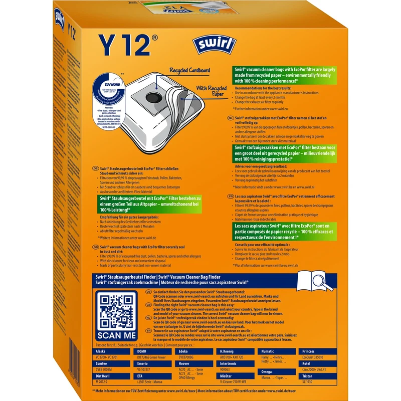 SWIRL Y 12 MicroPor Plus AirSpace Staubsaugerbeutel