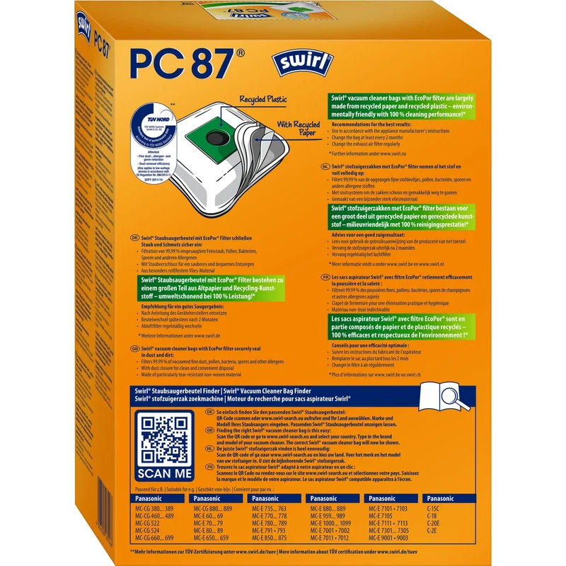 SWIRL PC 87 MicroPor Plus AirSpace Staubsaugerbeutel