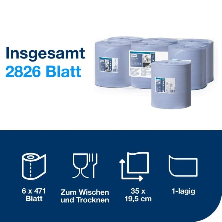Tork Papierwischtuch Premium M2 1-lagig, blau, 165 m