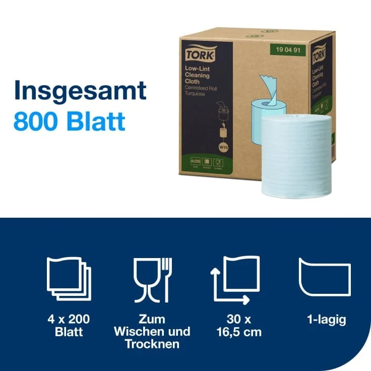 Tork Fusselarmes Reinigungstuch W10 türkis, 60 m