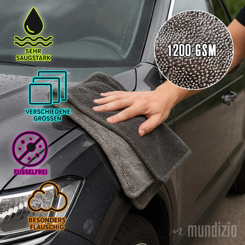 Wassermagnet Auto Trockentuch mit 1200g/m2 - extrem saugstark - fusselfrei